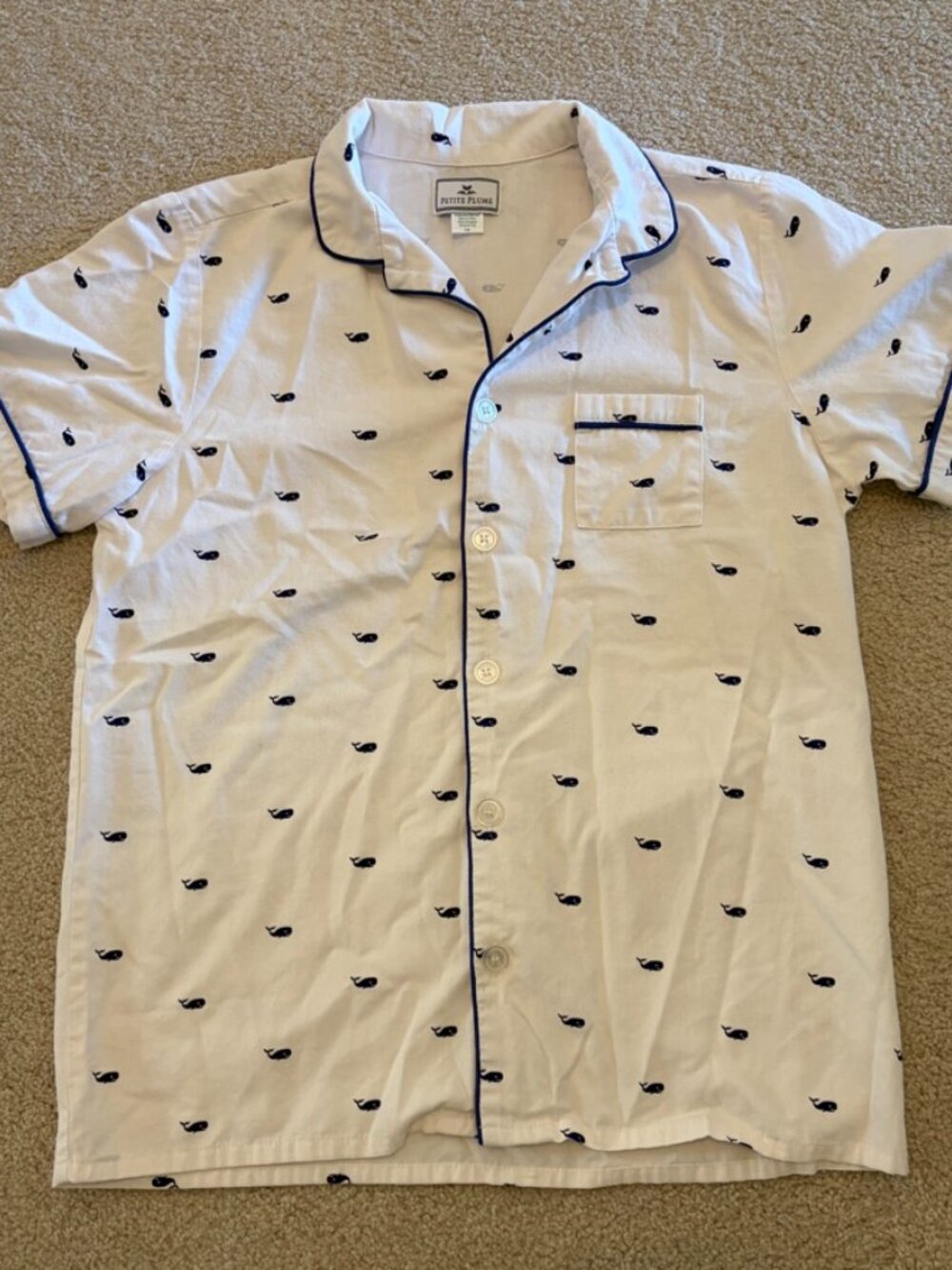 Petite Plume Whale PJ shirt, Size Children's 14